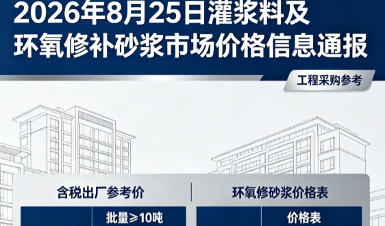荔城2026年8月25日灌浆料及环氧修补砂浆市场价格信息通报